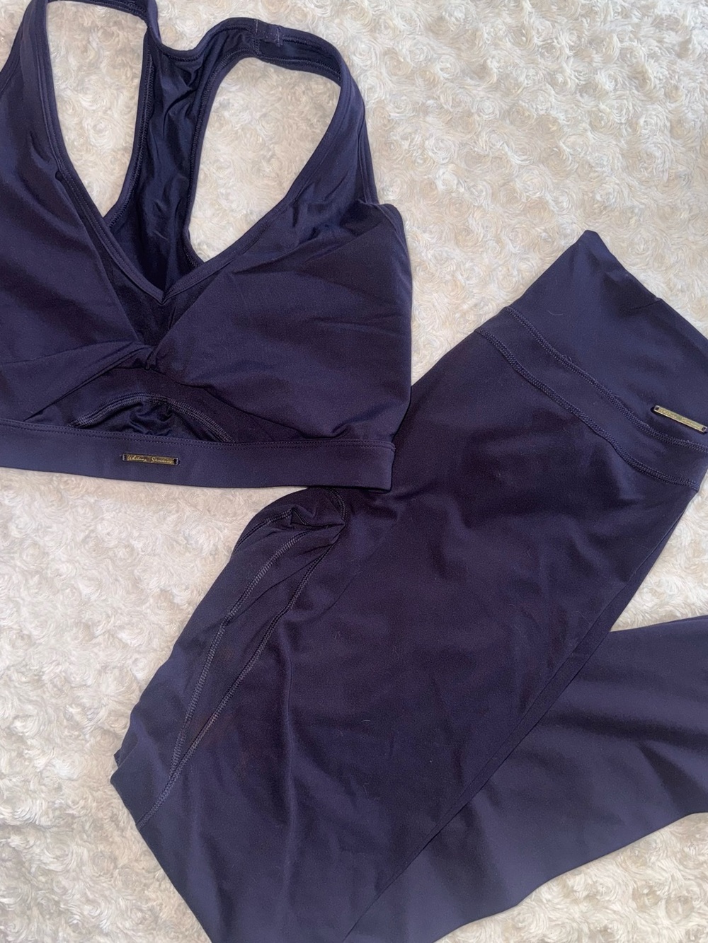 Gymshark x Whittney Simmons Navy Bra, Leggings, & T-Shirt Set - Size L/XL